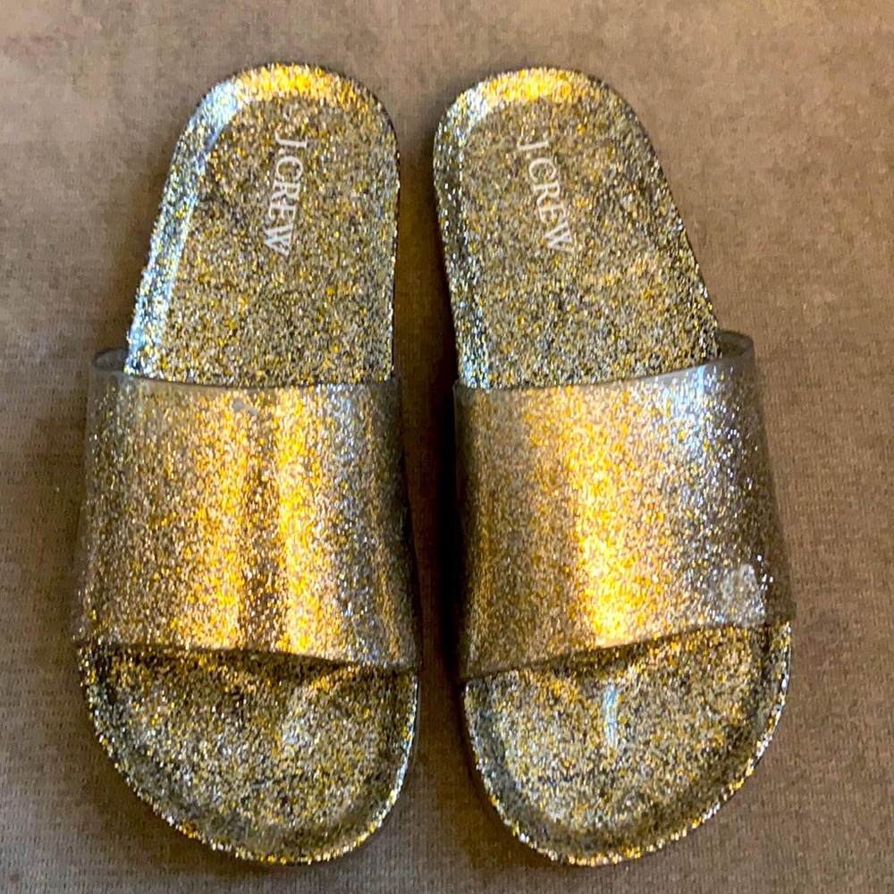 JCrew rubber glitter pool slide sz 7
